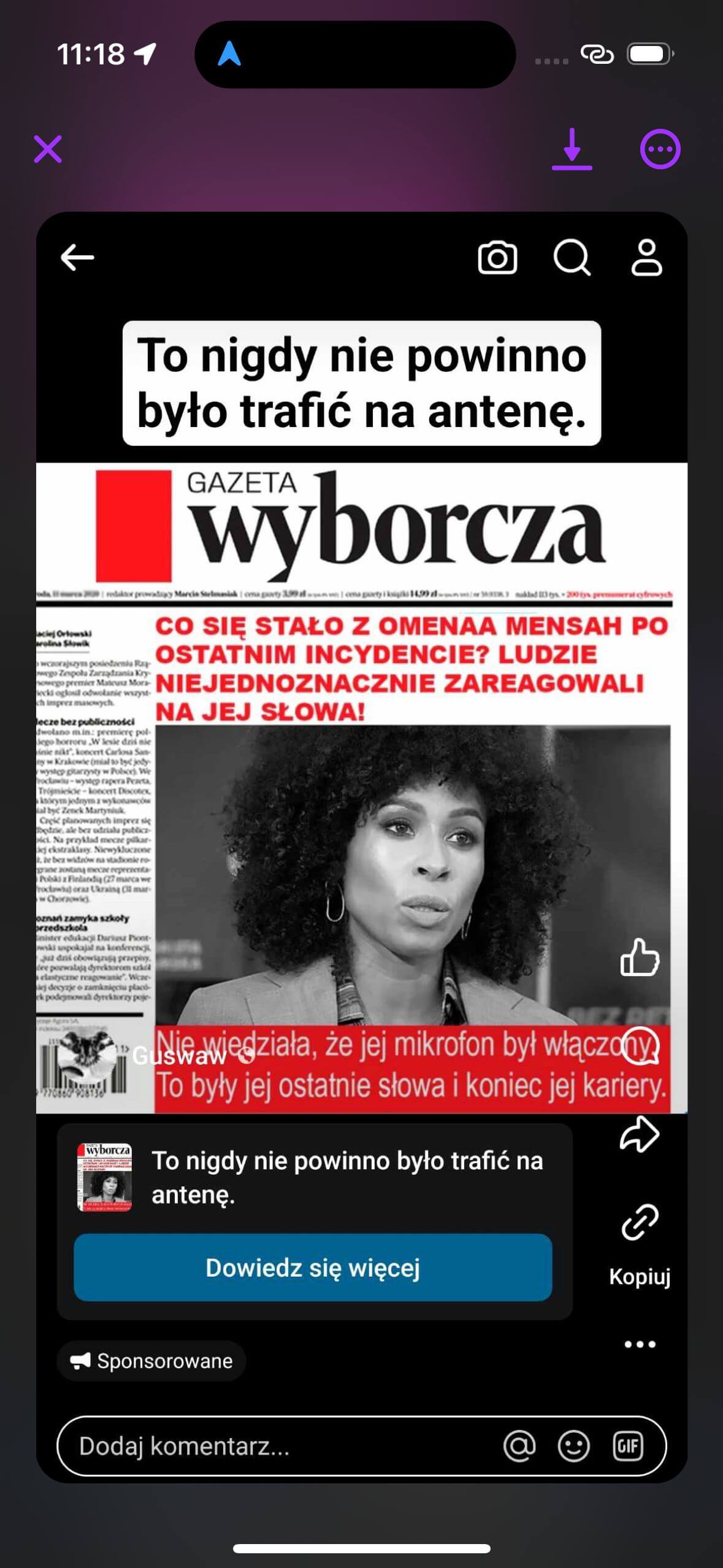 Jeden z post&oacute;w z fake newsami. Źr&oacute;dło: facebook Rafała Brzoski.