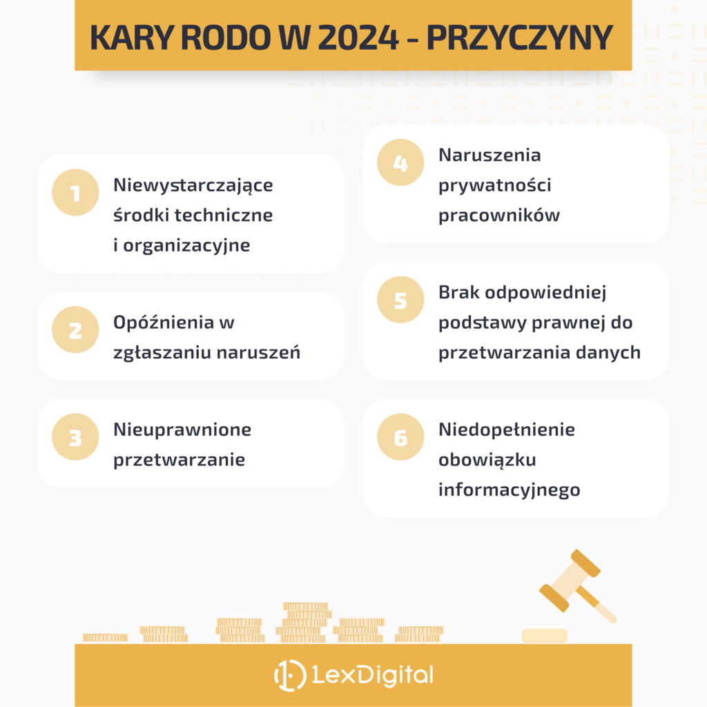 infografika przyczyny nałożenia kar rodo w 2024